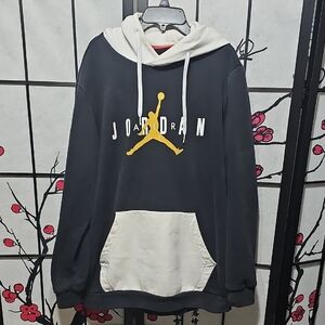 Jordan Black and White Hoodie with Gold Logo Size Large